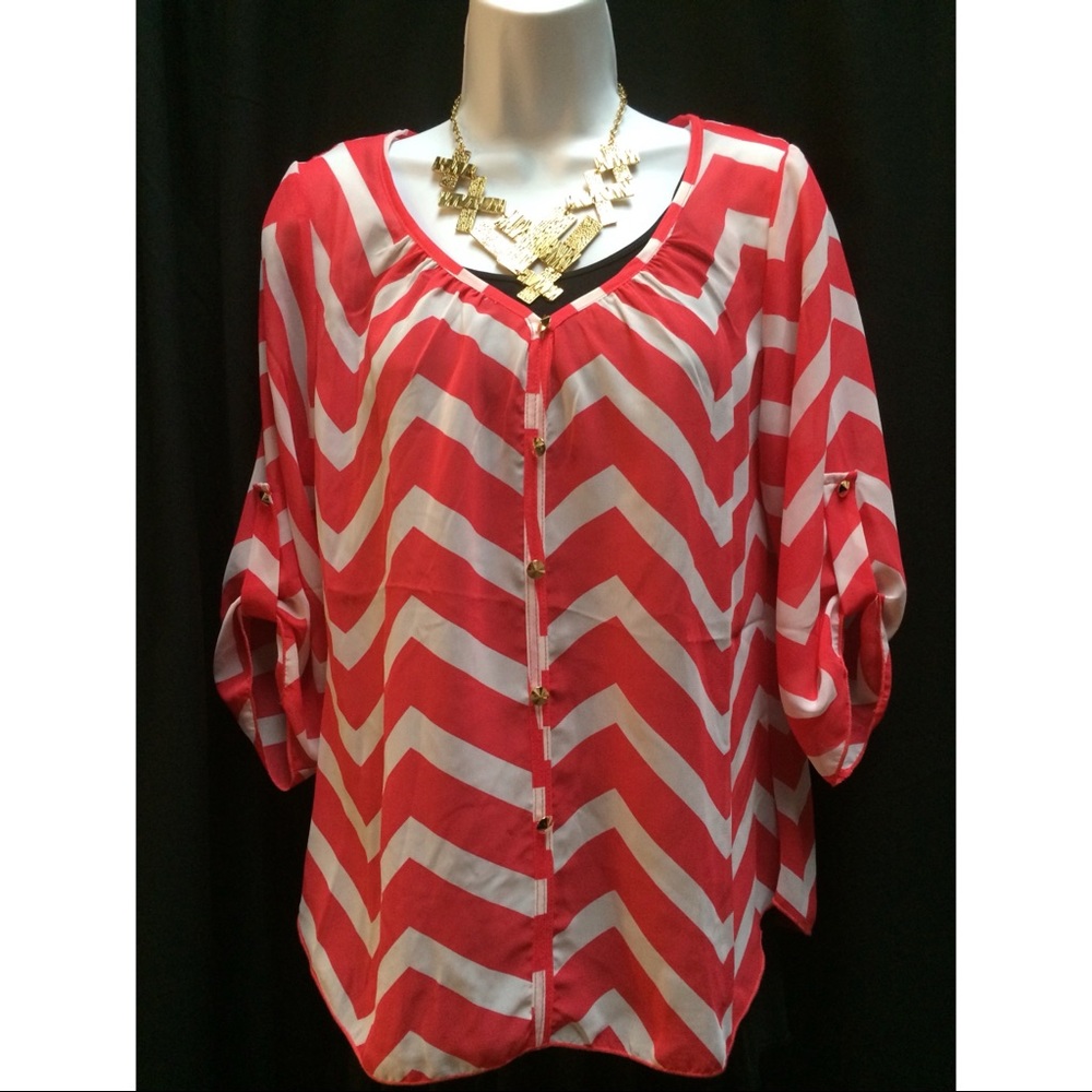Chevron Coral Blouse